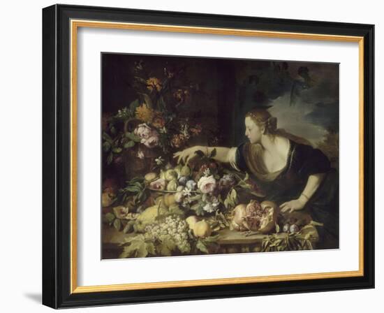 Femme prenant des fruits-Pier Francesco Mola-Framed Giclee Print