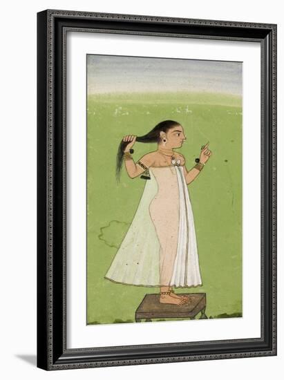 Femme se coiffant-null-Framed Giclee Print