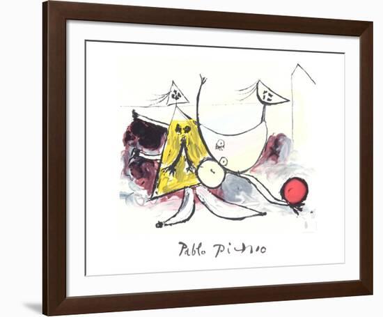 Femme sur la Plage Jouant au Balloon-Pablo Picasso-Framed Collectable Print