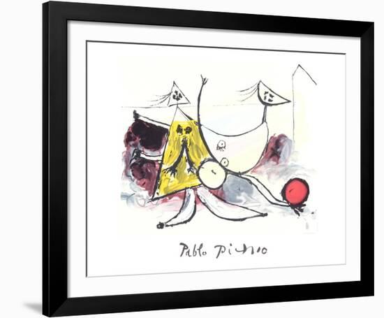 Femme sur la Plage Jouant au Balloon-Pablo Picasso-Framed Collectable Print