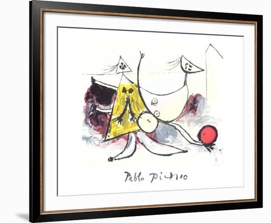 Femme sur la Plage Jouant au Balloon-Pablo Picasso-Framed Collectable Print