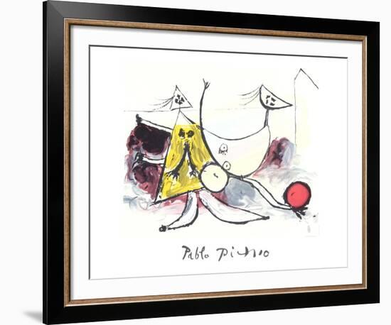 Femme sur la Plage Jouant au Balloon-Pablo Picasso-Framed Collectable Print