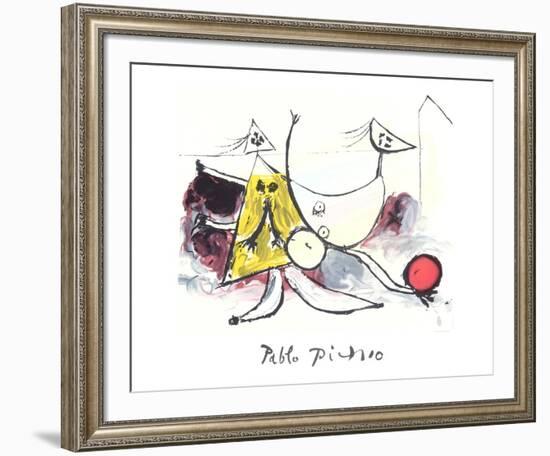 Femme sur la Plage Jouant au Balloon-Pablo Picasso-Framed Collectable Print