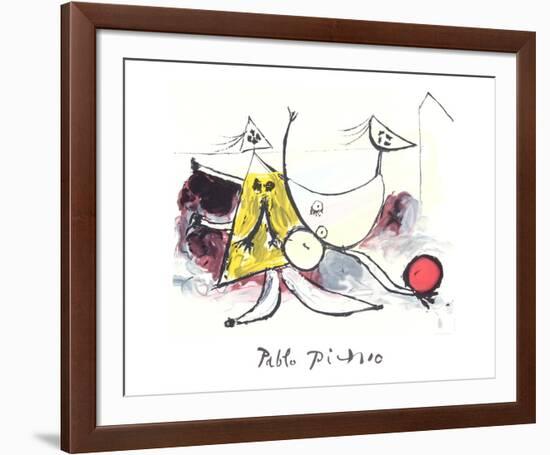 Femme sur la Plage Jouant au Balloon-Pablo Picasso-Framed Collectable Print