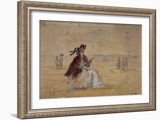 Femme sur une plage-Eugène Boudin-Framed Giclee Print