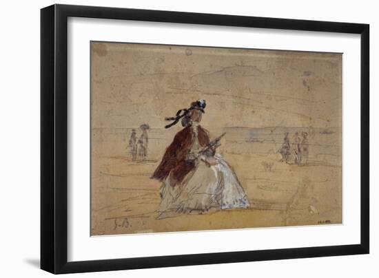 Femme sur une plage-Eugène Boudin-Framed Giclee Print