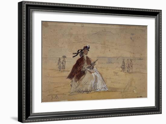 Femme sur une plage-Eugène Boudin-Framed Giclee Print