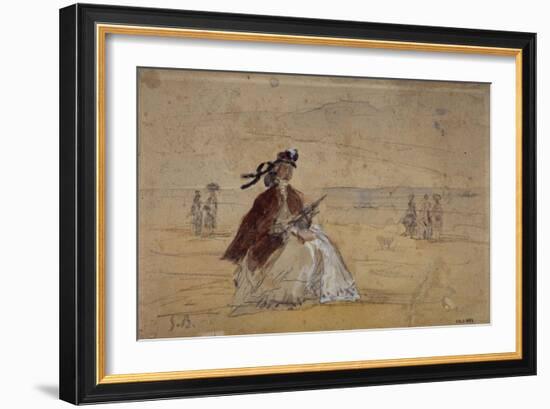 Femme sur une plage-Eugène Boudin-Framed Giclee Print