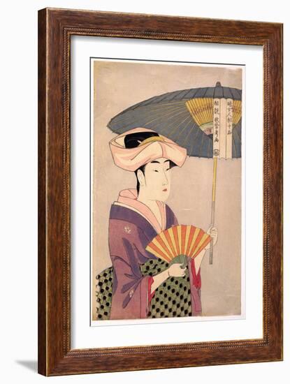 Femme Tenant Un Parasol - Woman Holding up a Parasol, from the Series Ten Types in the Physiognomic-Kitagawa Utamaro-Framed Giclee Print