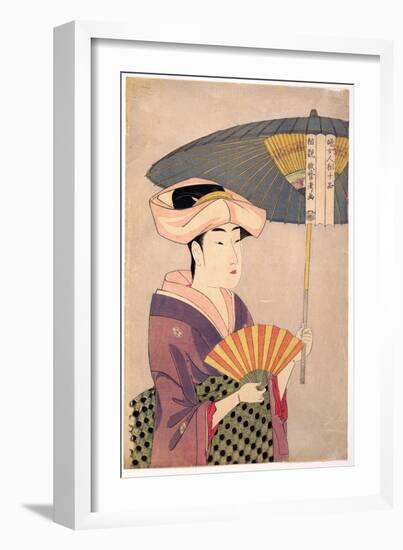 Femme Tenant Un Parasol - Woman Holding up a Parasol, from the Series Ten Types in the Physiognomic-Kitagawa Utamaro-Framed Giclee Print