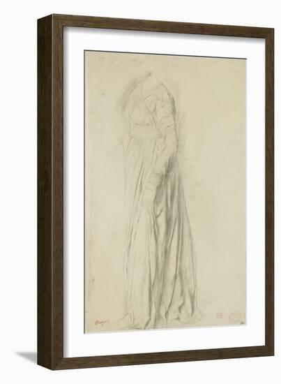 Femme vêtue d'une longue robe, debout, de profil à gauche-Edgar Degas-Framed Giclee Print