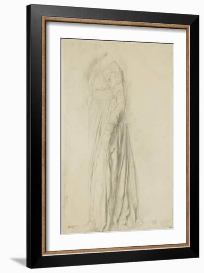 Femme vêtue d'une longue robe, debout, de profil à gauche-Edgar Degas-Framed Giclee Print