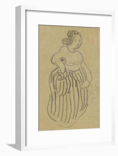 Femme vêtue d'une robe rayée-Vincent van Gogh-Framed Giclee Print