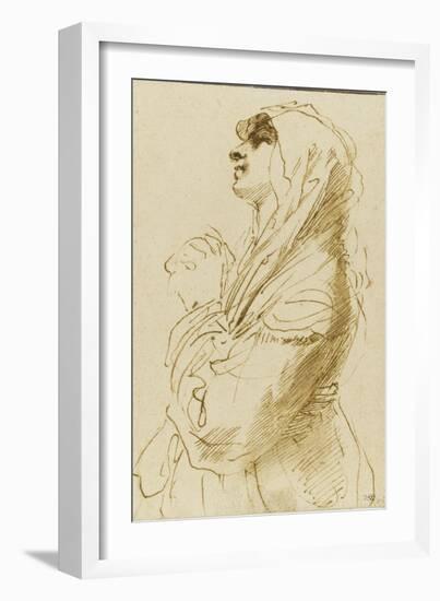 Femme voilée, vue à mi-corps, de profil vers la gauche-Guerchin Le-Framed Giclee Print