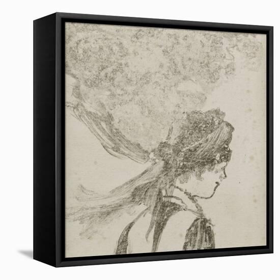 Femme vue en buste, de profil à droite : "La bonne"-Edgar Degas-Framed Premier Image Canvas