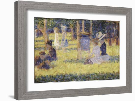 femmes assises et voiture d'enfant-Georges Seurat-Framed Giclee Print