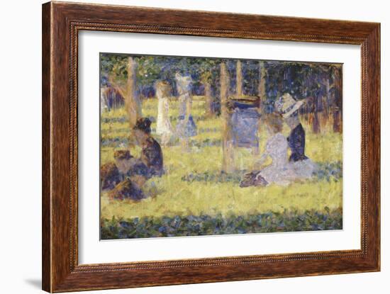 femmes assises et voiture d'enfant-Georges Seurat-Framed Giclee Print