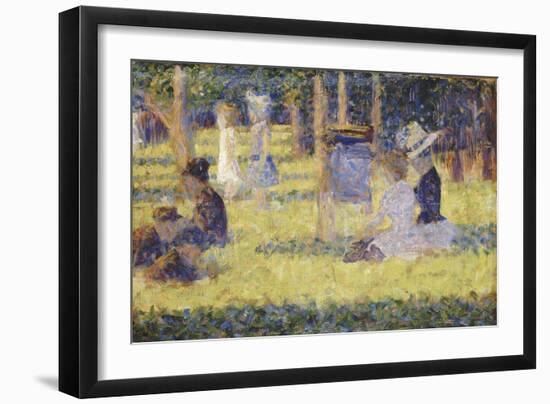 femmes assises et voiture d'enfant-Georges Seurat-Framed Giclee Print