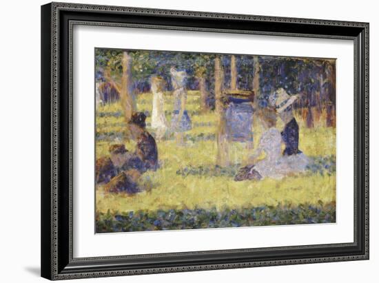 femmes assises et voiture d'enfant-Georges Seurat-Framed Giclee Print