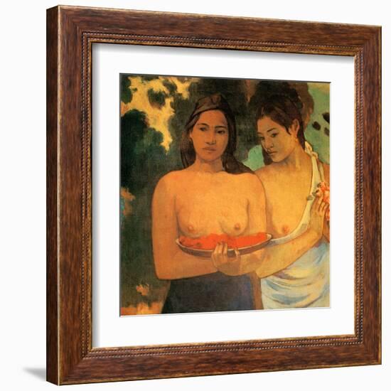 Femmes aux Mangues-Paul Gauguin-Framed Art Print