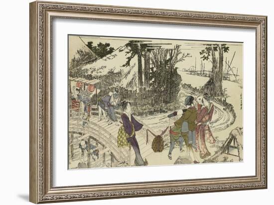 Femmes en promenade dans un jardin-Katsushika Hokusai-Framed Giclee Print