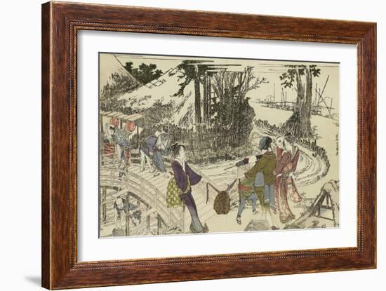 Femmes en promenade dans un jardin-Katsushika Hokusai-Framed Giclee Print