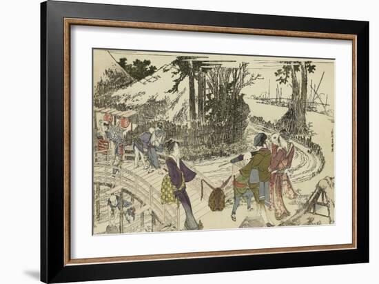 Femmes en promenade dans un jardin-Katsushika Hokusai-Framed Giclee Print