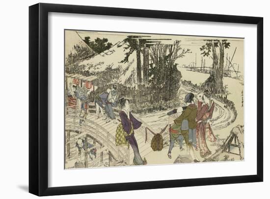 Femmes en promenade dans un jardin-Katsushika Hokusai-Framed Giclee Print