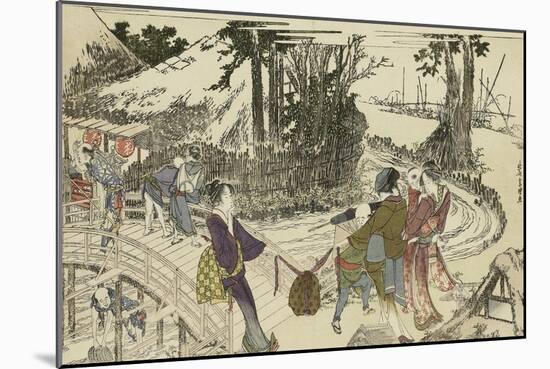 Femmes en promenade dans un jardin-Katsushika Hokusai-Mounted Giclee Print