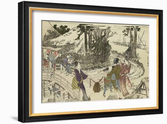 Femmes en promenade dans un jardin-Katsushika Hokusai-Framed Giclee Print