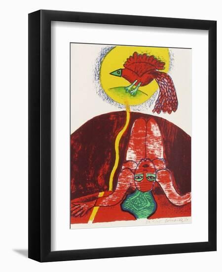 Femmes et oiseaux 3-Guillaume Corneille-Framed Collectable Print