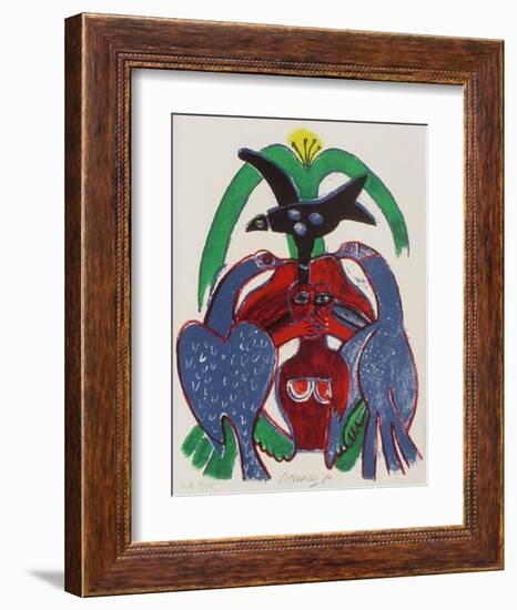 Femmes et oiseaux 5-Guillaume Corneille-Framed Collectable Print