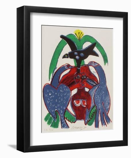 Femmes et oiseaux 5-Guillaume Corneille-Framed Collectable Print
