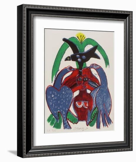 Femmes et oiseaux 5-Guillaume Corneille-Framed Collectable Print