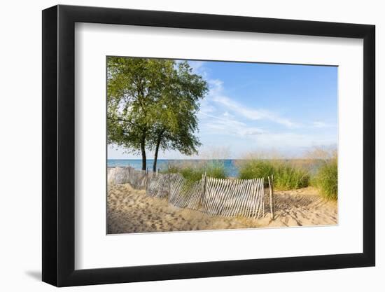 Fence along beach of Lake Huron, Port Huron, Michigan-Richard & Susan Day-Framed Photographic Print