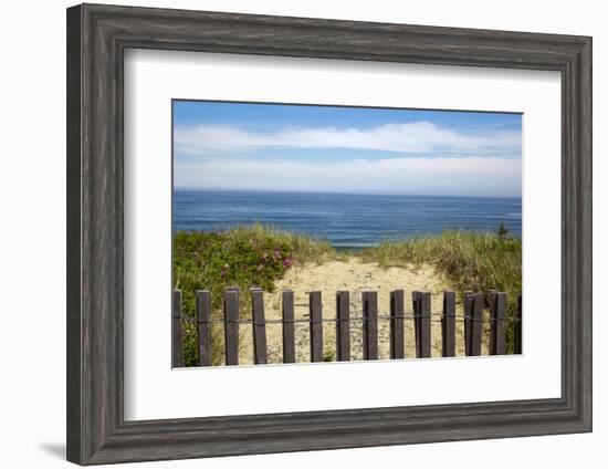 Fence and Sand Dunes on Coast-Paul Souders-Framed Photographic Print