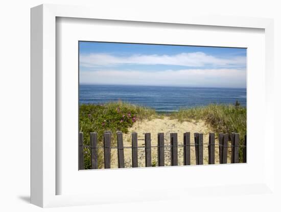 Fence and Sand Dunes on Coast-Paul Souders-Framed Photographic Print