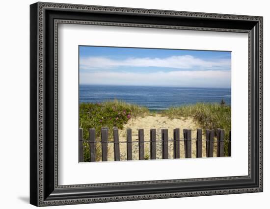 Fence and Sand Dunes on Coast-Paul Souders-Framed Photographic Print