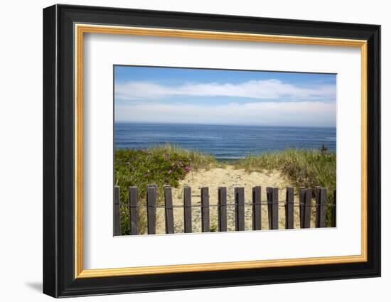 Fence and Sand Dunes on Coast-Paul Souders-Framed Photographic Print