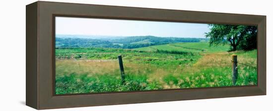 Fence in a field, Loess Hills, Mills County, Iowa, USA-null-Framed Premier Image Canvas