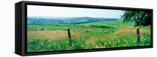 Fence in a field, Loess Hills, Mills County, Iowa, USA-null-Framed Premier Image Canvas