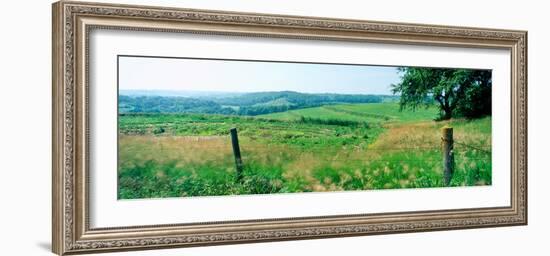 Fence in a field, Loess Hills, Mills County, Iowa, USA-null-Framed Photographic Print