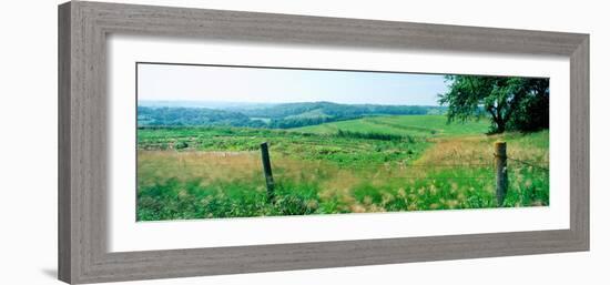 Fence in a field, Loess Hills, Mills County, Iowa, USA-null-Framed Photographic Print