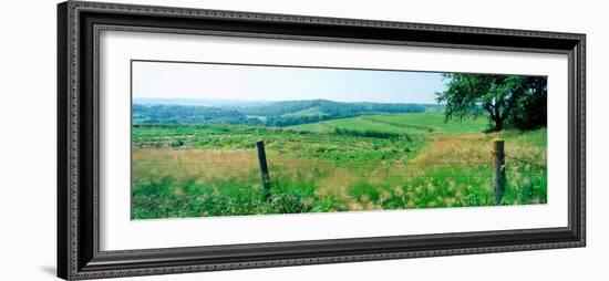 Fence in a field, Loess Hills, Mills County, Iowa, USA-null-Framed Photographic Print