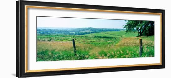 Fence in a field, Loess Hills, Mills County, Iowa, USA-null-Framed Photographic Print