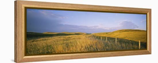 Fence in a Field, Standing Rock Indian Reservation, North Dakota, USA-null-Framed Premier Image Canvas