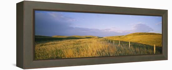 Fence in a Field, Standing Rock Indian Reservation, North Dakota, USA-null-Framed Premier Image Canvas