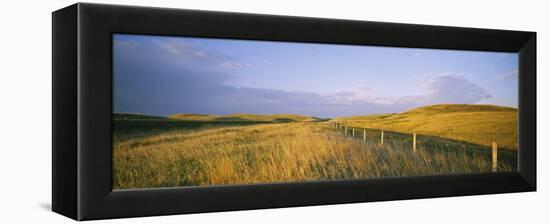 Fence in a Field, Standing Rock Indian Reservation, North Dakota, USA-null-Framed Premier Image Canvas