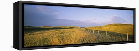 Fence in a Field, Standing Rock Indian Reservation, North Dakota, USA-null-Framed Premier Image Canvas