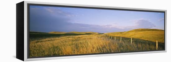 Fence in a Field, Standing Rock Indian Reservation, North Dakota, USA-null-Framed Premier Image Canvas